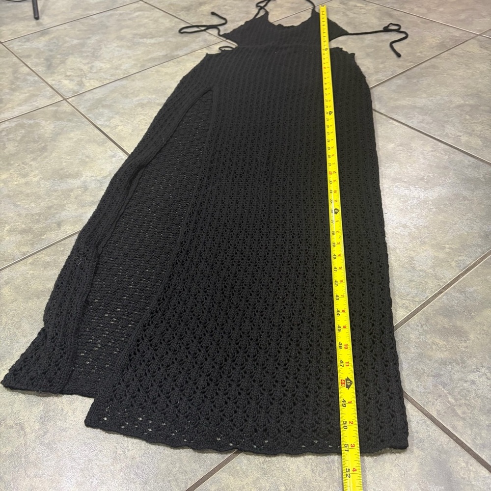 Meshki Malia Cut Out Crochet Maxi Dress Black Sz S Beachy Vacay Honeymoon - Picture 12 of 12